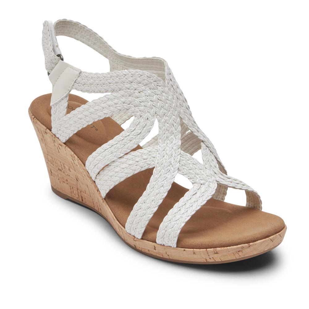 Rockport Sandals For Womens White - Briah Braided - RT9382564